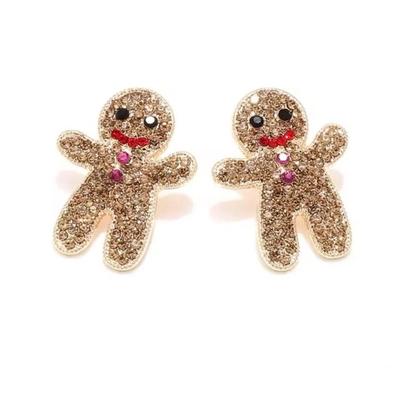 Betsey Johnson Gingerbread Man Crystal Earrings - Picture 1 of 5